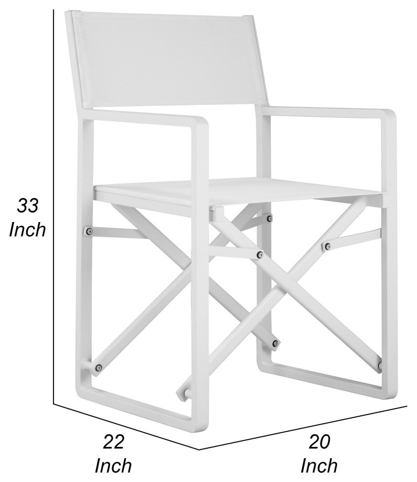 Benzara BM287751 Outdoor Armchair Crisp White Finish, Foldable, Set of 2