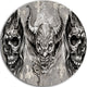 3 Demons Tattoo Sketch, Portrait Digital Art Round Wall Art, 11"