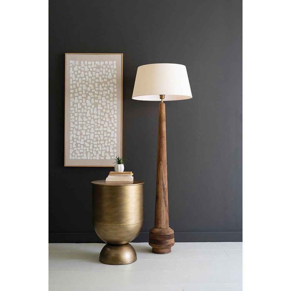 Classic Rustic Tapered Wood Column Floor Lamp 61 in Rich Grain Minimalist