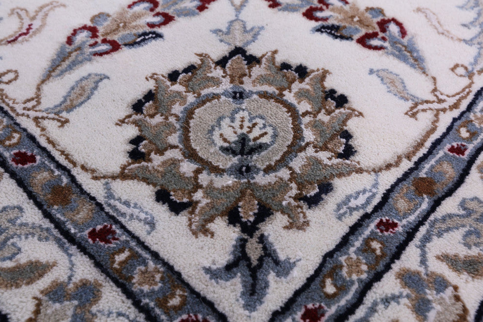 8' 1" X 10' 1" Wool & Silk Hand Knotted Persian Nain Rug - Q13144