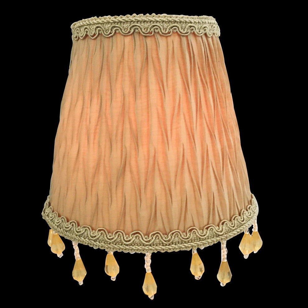 5" Ruche Pleated Empire, Antique Gold, Clip-On Chandelier Shade, 3"x5"x4.5, Set