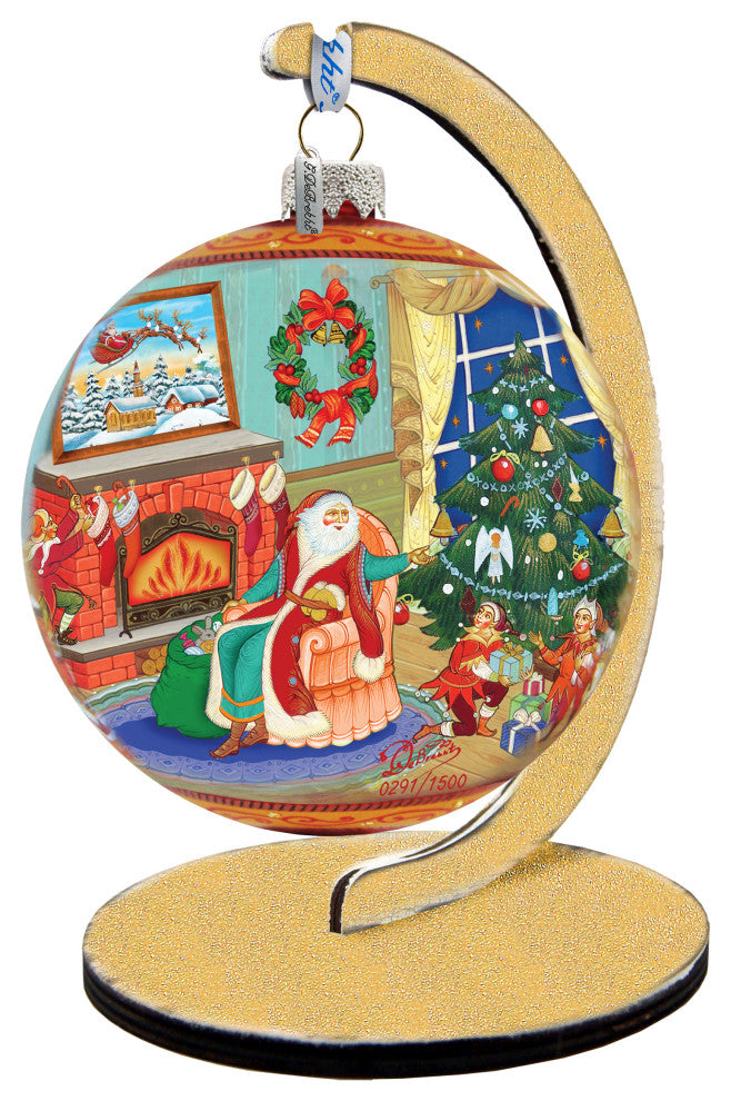 Hand Painted Scenic Glass Ornament Christmas Eve Ball, Limited Edition