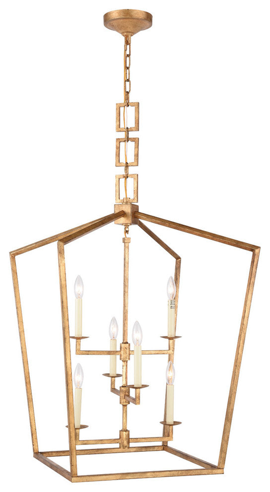 Elegant Lighting Denmark Collection Chandelier, Golden Iron