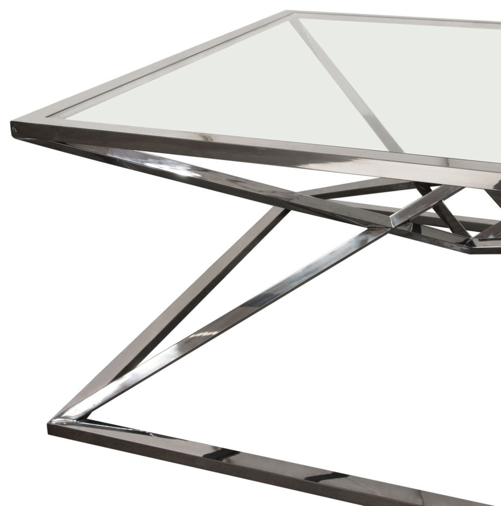 Aria Square Cocktail Table wiith Metal Base, Black