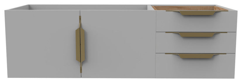 CastelloUSA Alpine 48" Wall Mounted Vanity, Base Only, Gray, Gold Handles
