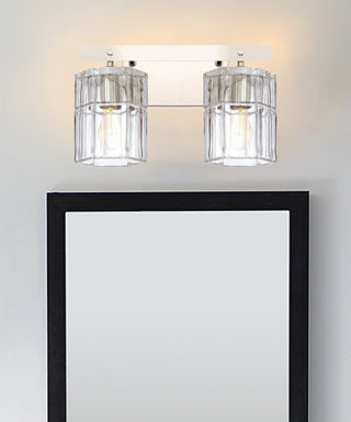 14"W Sloane 2-Light Vanity Polished Nickel Finish with Clear Grooved Glass
