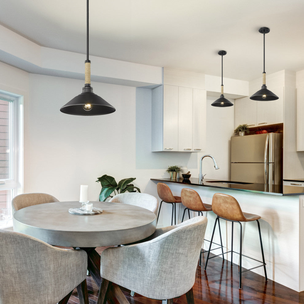 Golden Lighting 3318-M Journey 12"W Pendant - Natural Black