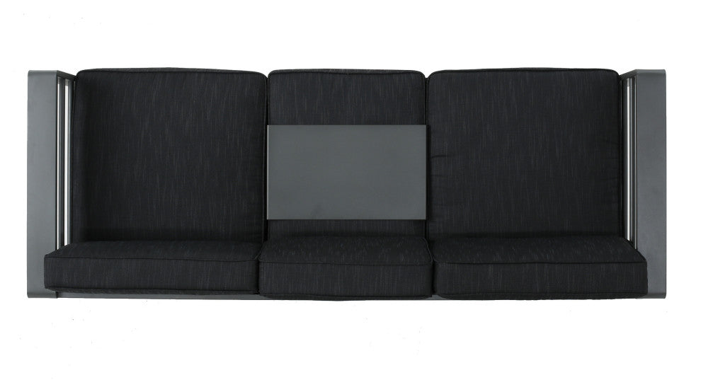 GDF Studio Crested Bay Outdoor Gray Aluminum Sofa Couch With Cushions