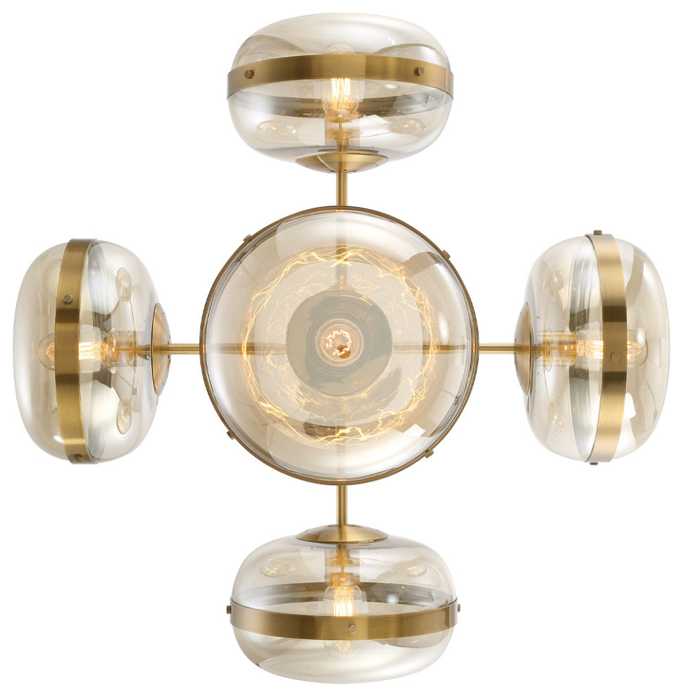 Mid-Century Chandelier, Ancient Brass