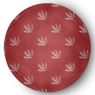 Feather Pattern Spring Chenille Rug, Ligonberry Red, 5' Round