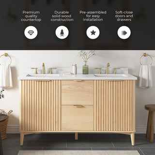 OVE Decors Gabi Single Sink Bathroom Vanity, Rustic Ash, 60", Double Sink