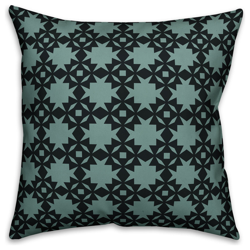 Folk Southwestern Pattern, Blue Outdoor Throw Pillow, 20"x20"