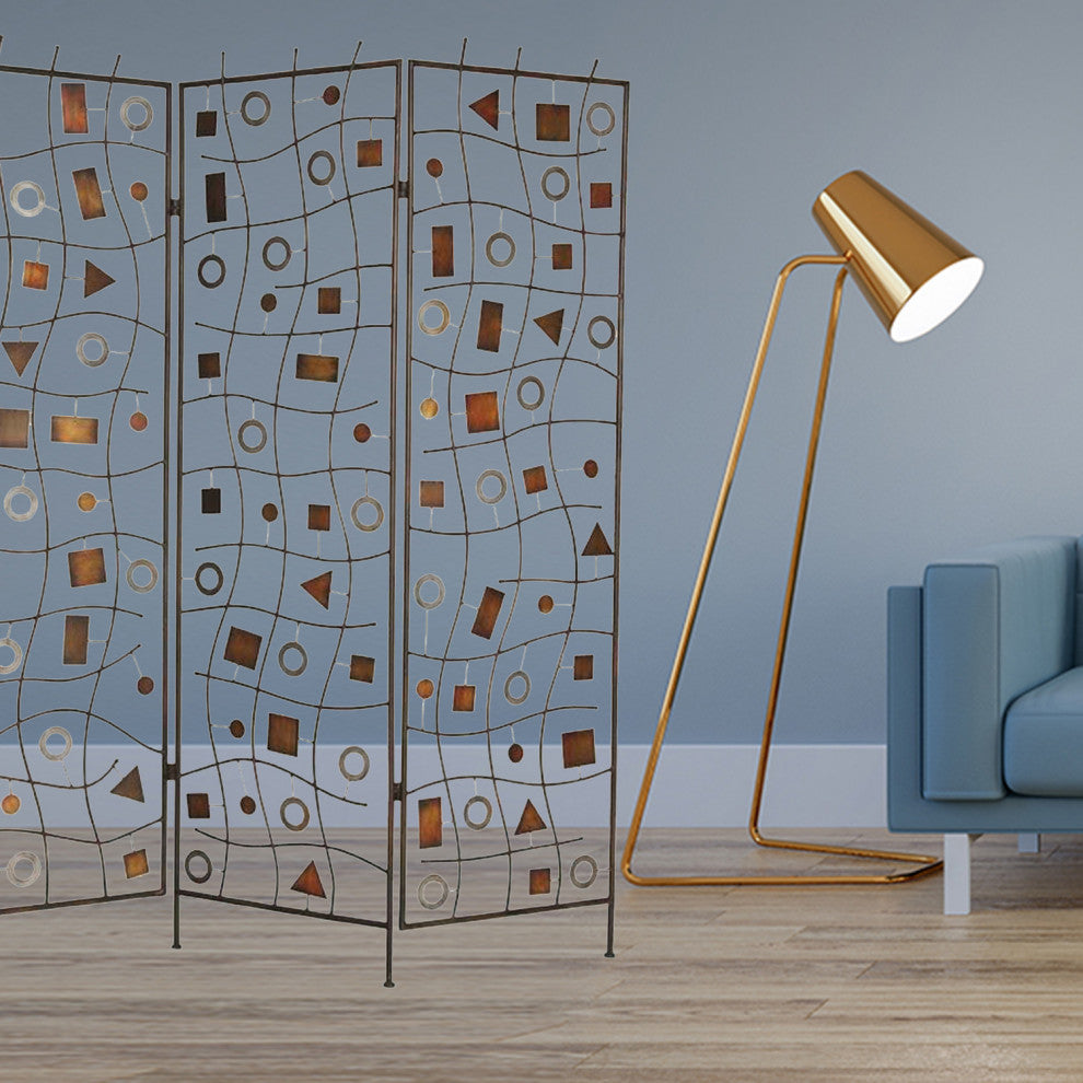 HomeRoots 1" x 63" x 72" Bronze Metal Morton Screen