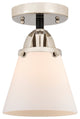 Small Cone Semi-Flush Mount, Black Polished Nickel, Matte White, Matte White