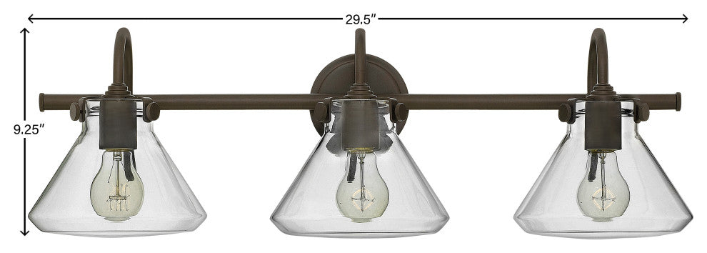Hinkley Congress Medium Retro Glass Three Light Vanity, Oil Rubbed Bronze