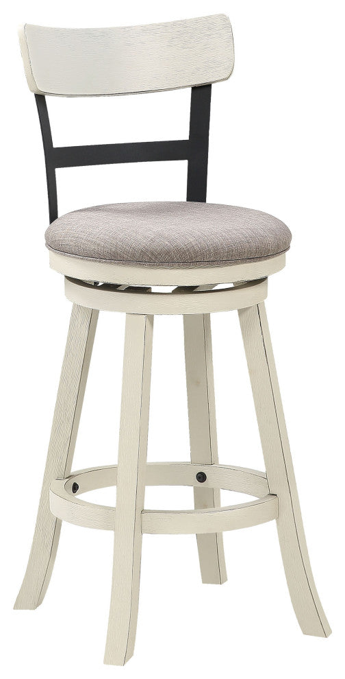 Riverside White High Back Wood and Metal Bar Stool, 42.5 in.