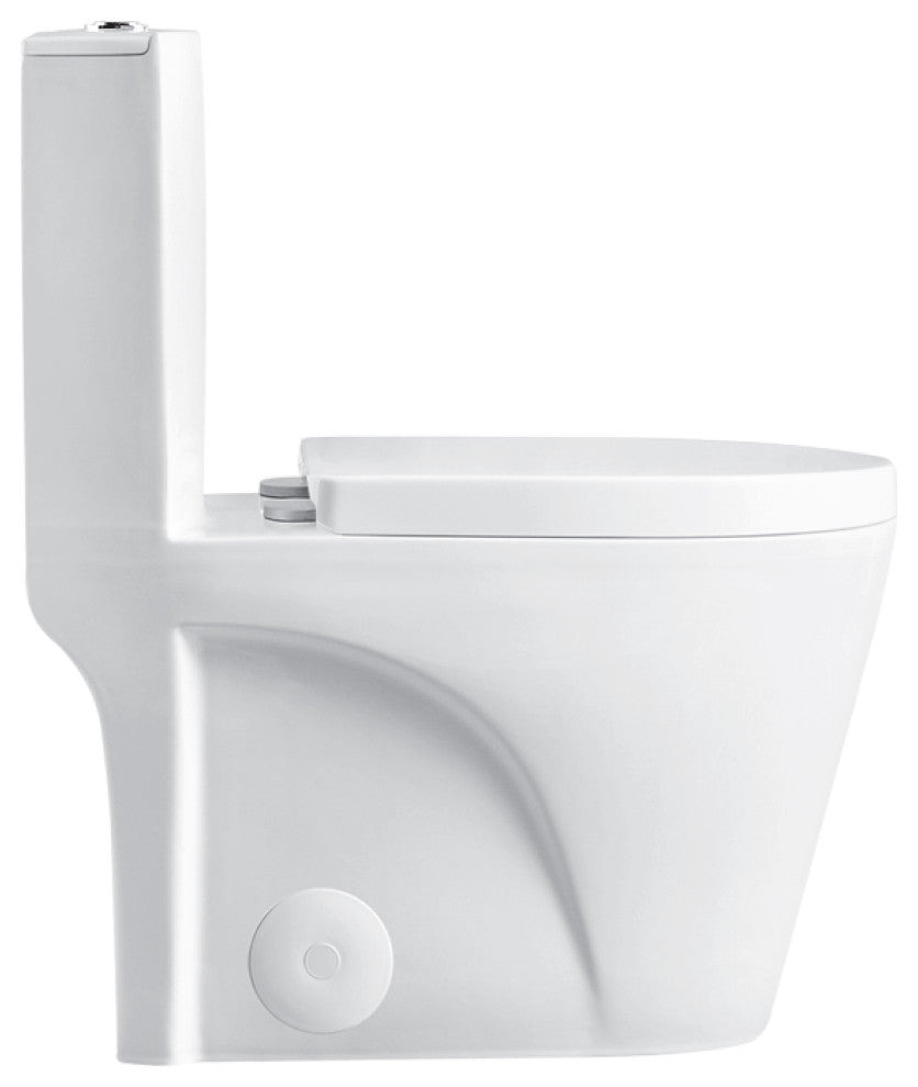 Fine Fixtures Dual-Flush Elongated One-Piece Toilet With High Efficiency Flush, White
