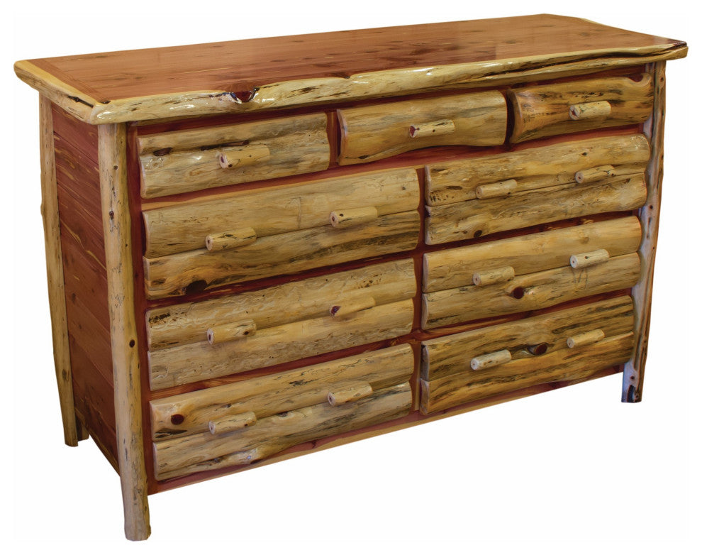 Red Cedar Log 9-Drawer Dresser