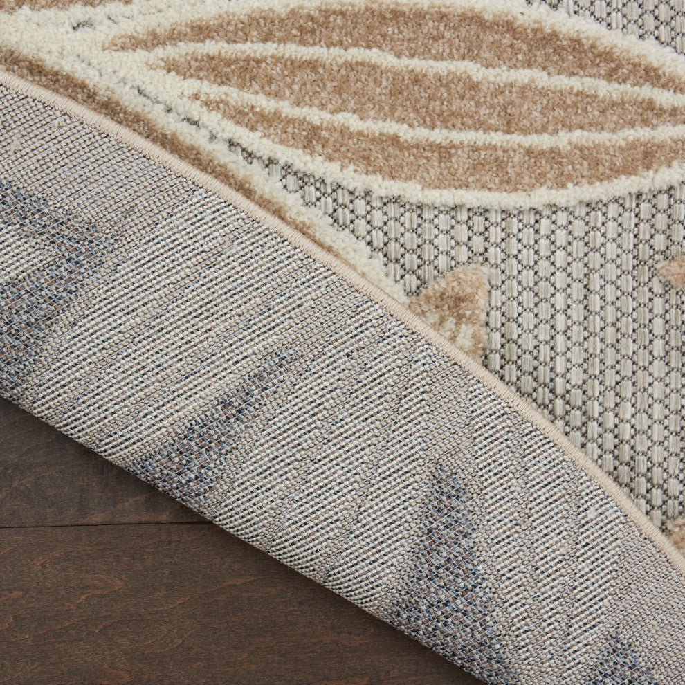 Nourison Aloha 4' x Round Natural Tropical Area Rug
