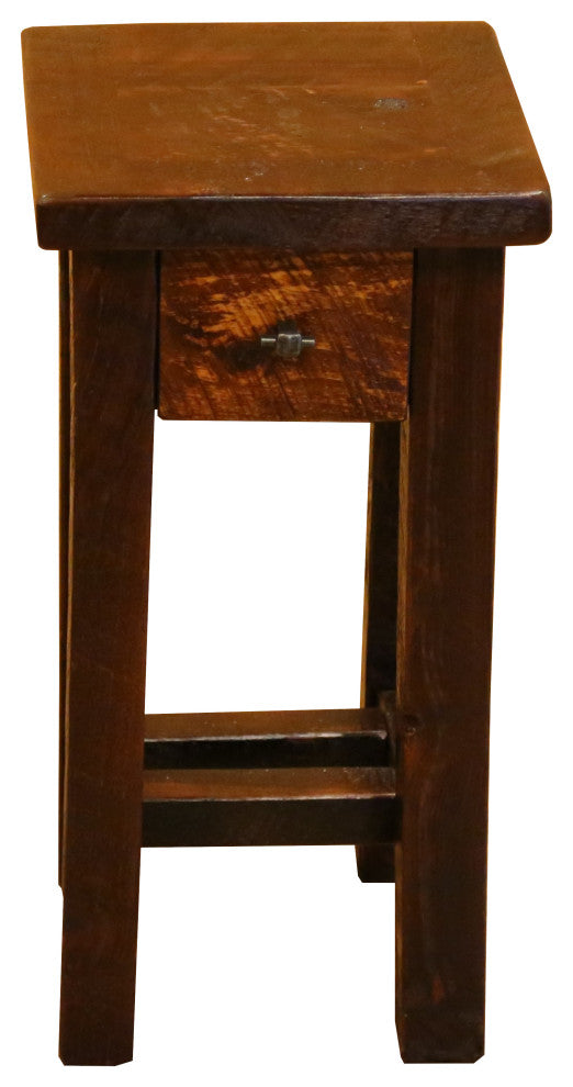 Barnwood Style Timber Peg Small Nightstand with Drawer, Michael's Cherry