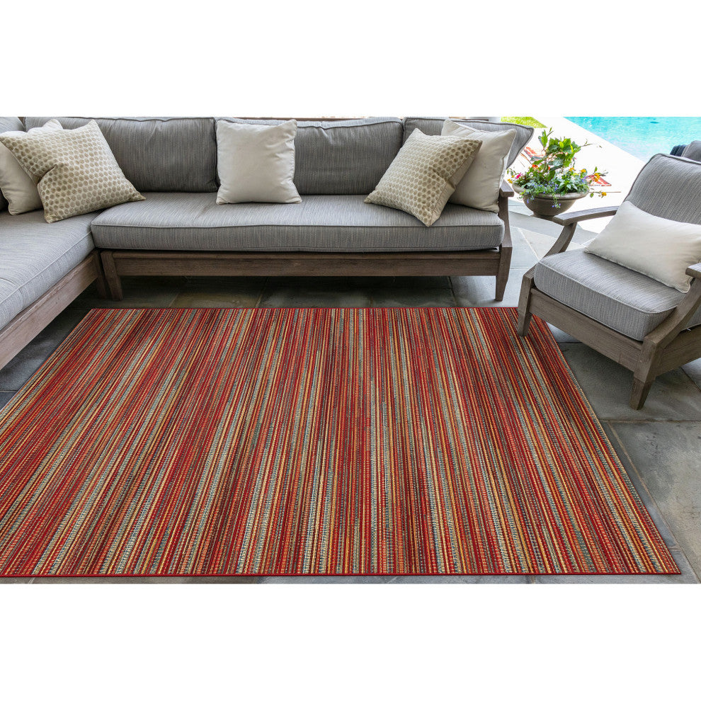 Marina Stripes Indoor/Outdoor Rug, Saffron, 7'10"x9'10"