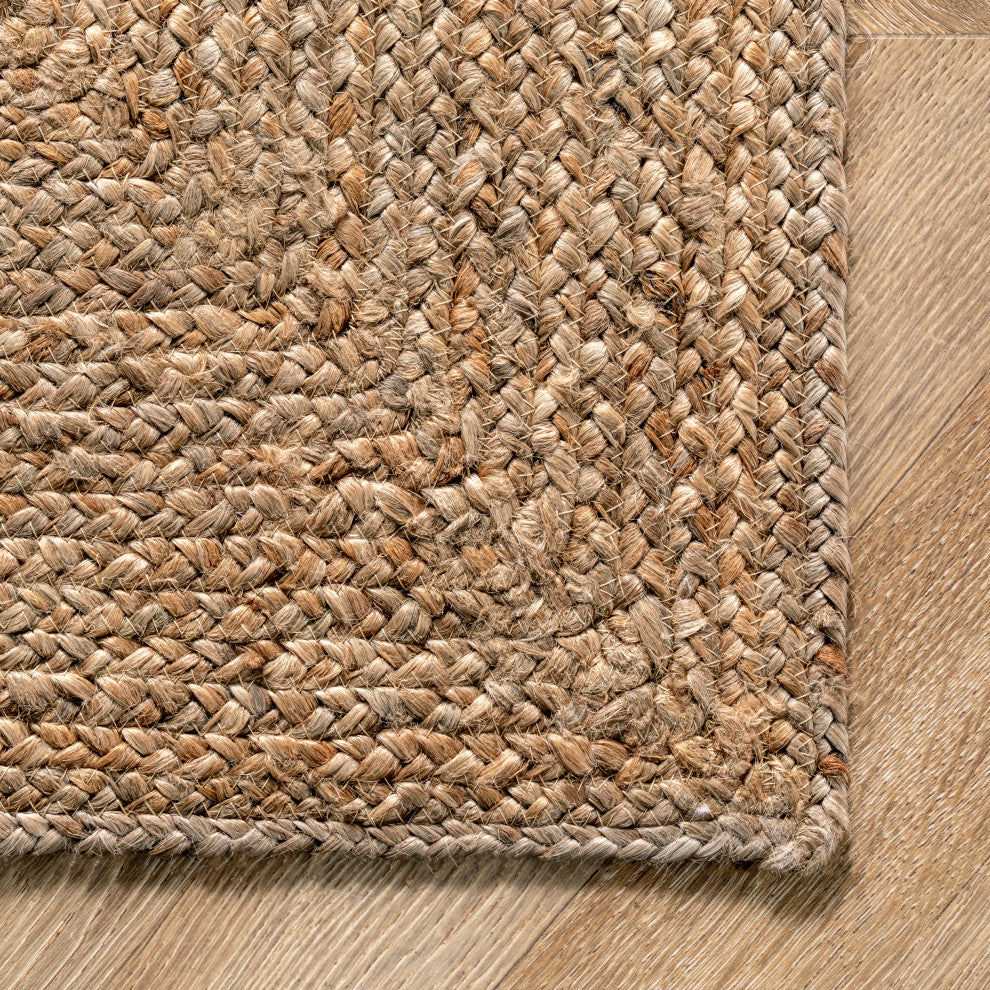 Juniper Tiled Jute Area Rug, Natural 9'x12'