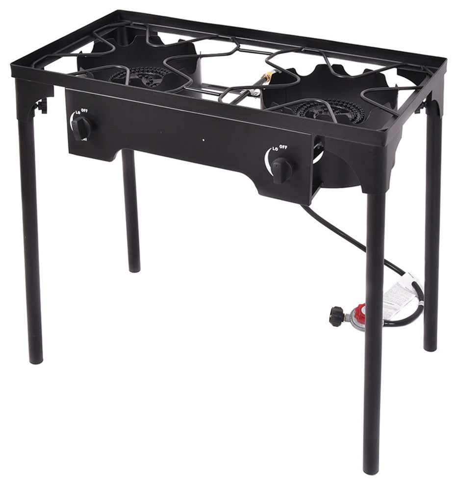 Costway Double Burner Gas Propane Cooker Outdoor Picnic Stove Stand BBQ Grill