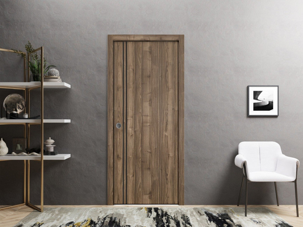 Slab Barn Door Panel 18 x 80 | Planum 0016 Walnut with  | Sturdy Finished