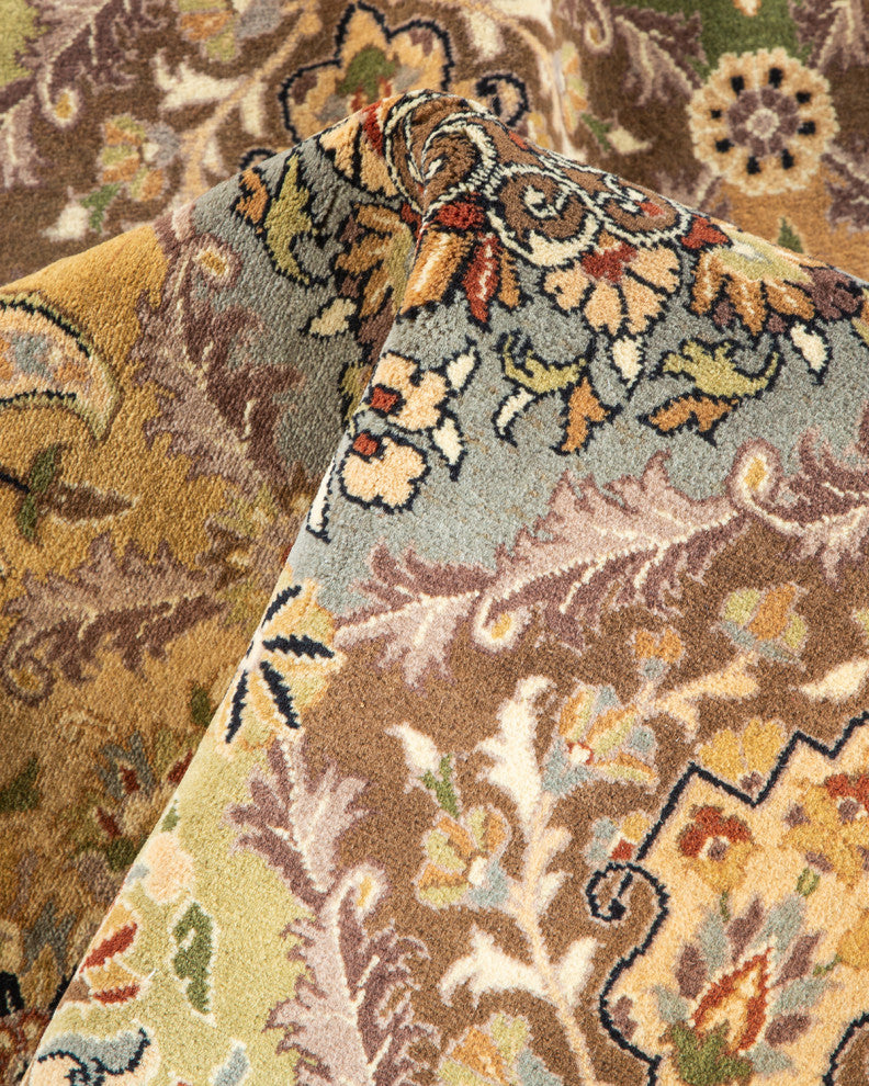 Kaur Octagon One-of-a-Kind Hand-Knotted Area Rug Yellow, 8'1"x8'1"