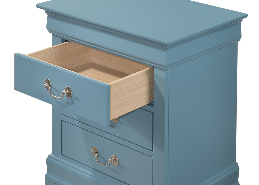 Louis Phillipe 3-Drawer Nightstand, Blue