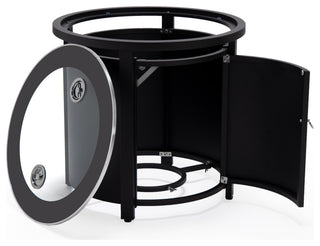 LeisureMod Walbrooke Patio Round Tank Holder, Black
