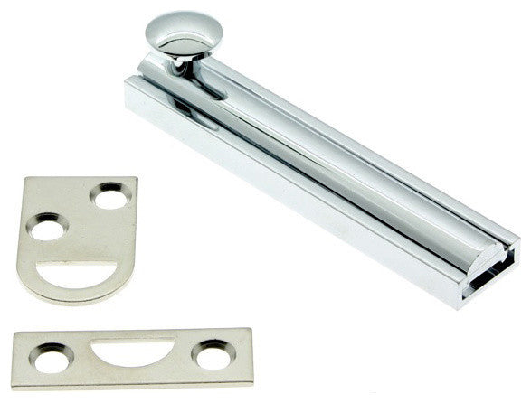 Genuine Solid Brass 4" Surface Bolt, Polished Chrome