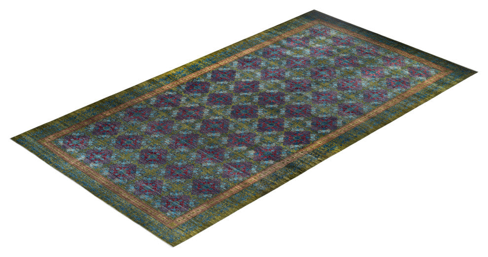 Suzani, One-of-a-Kind Handmade Area Rug Green, 22' 6" x 12' 2"