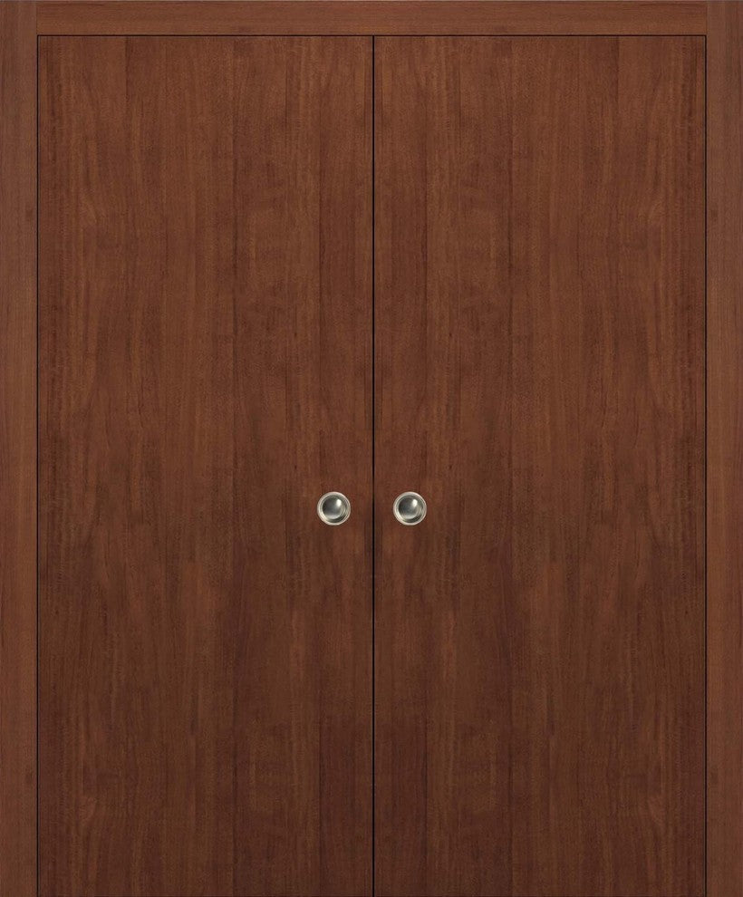Sliding Double Pocket Closet Doors 64 x 80 | Planum 0010 Walnut Modena