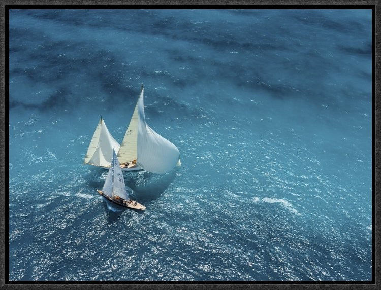 "Croisement Bleu" Framed Canvas Giclee by Marc Pelissier, 17x13"