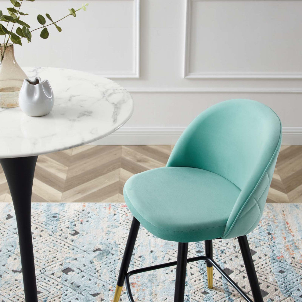 Cordial Performance Velvet Counter Stools Set of 2 Mint