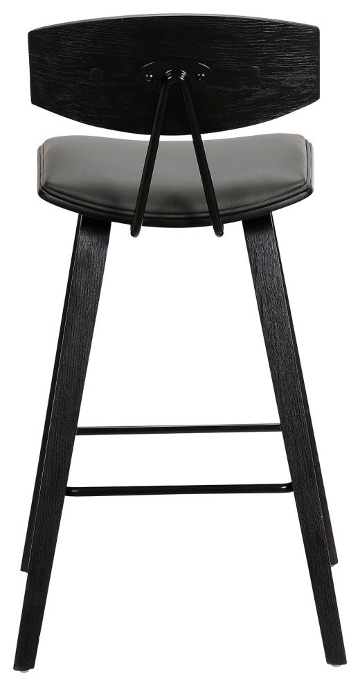 26" Gray Faux Leather Mid Century Modern Bar Stool