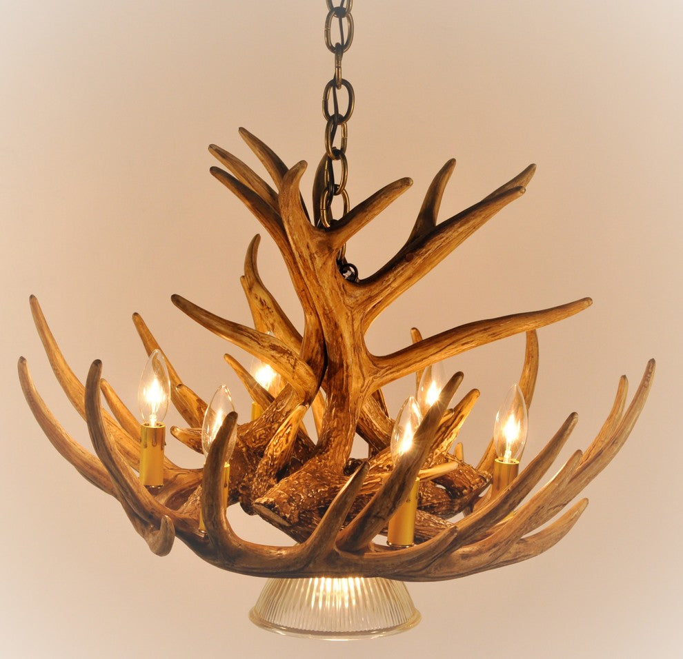 Whitetail Deer 9 Antler Cascade Chandelier with Downlight