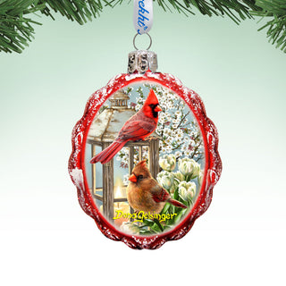 House Birds Mercury Glass Ornament