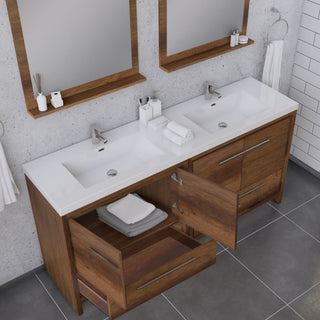 Sortino 72 inch Double Bathroom Vanity With Sink, Rosewood