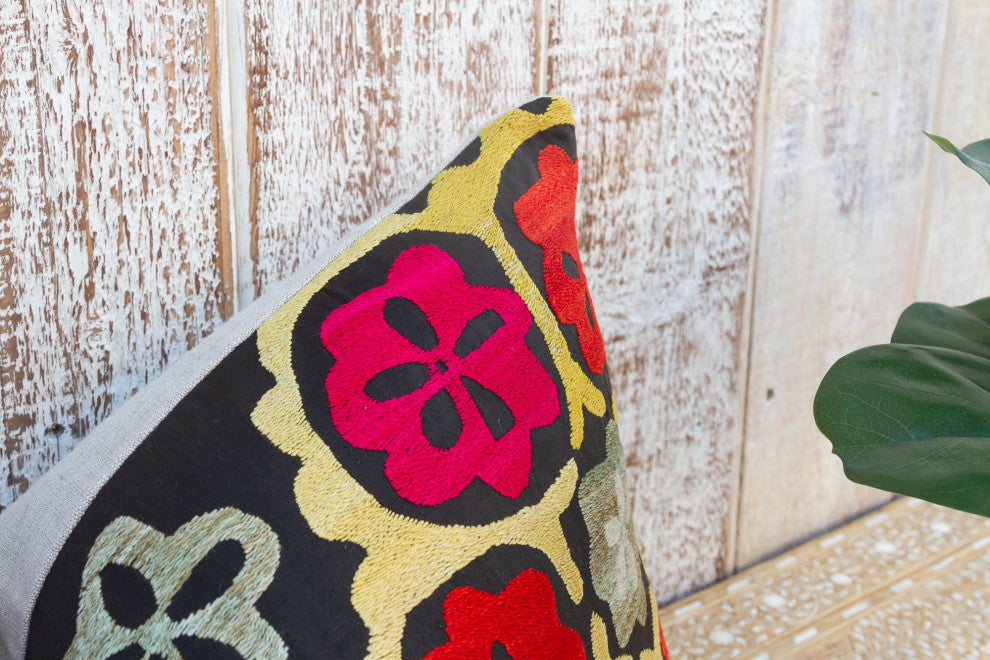 Goldasta Nurata Suzani Lumbar Pillow