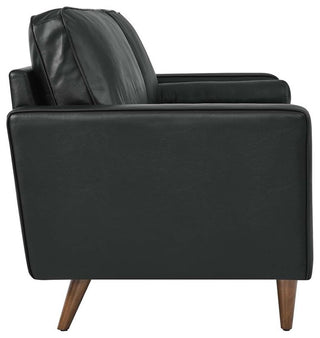 Modway Valour Modern Style Top Grain Leather Sofa in Black Finish
