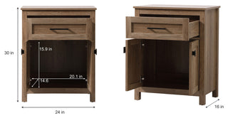 24" Wide Bathroom Storage Freestanding Cabinet, Natural Oak