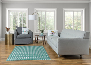 Rattan Geometric Rug, Desert Turquoise, 4'x6'