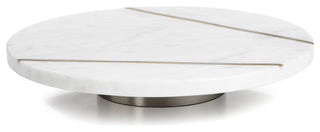 Mannara 12" Diameter White Marble Lazy Susan