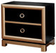 Wooden Night Stand With 2 Drawers Black and Gold