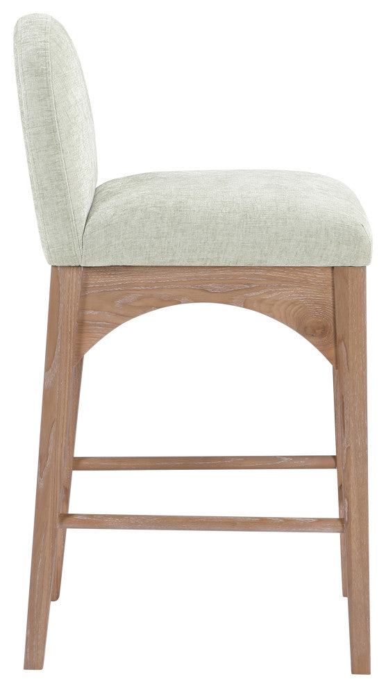 Waldorf Chenille Upholstered Stool, Black, Chenille, Natural Finish, Mint, Chenille Fabric, Natural Finish