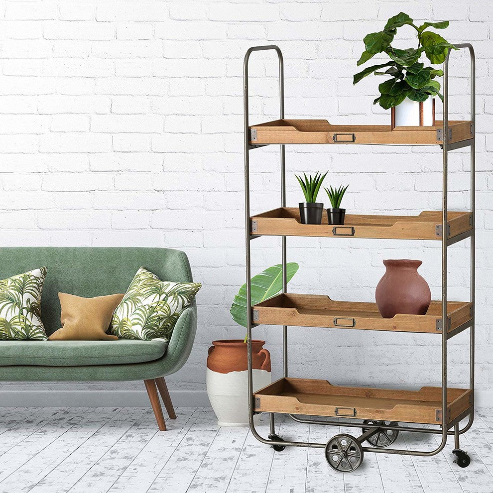 Industrial Pipe Cart With 4 Shelves
