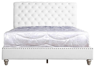 Glory Furniture Maxx Faux Leather Upholstered Full Bed in White