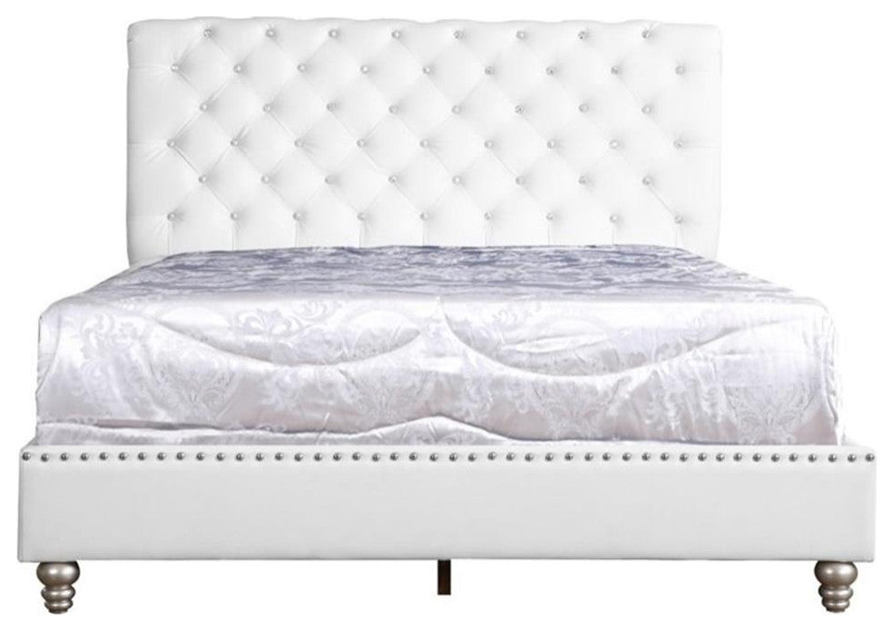 Glory Furniture Maxx Faux Leather Upholstered Full Bed in White